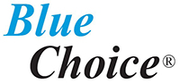 The image shows a logo with the text blue choice and a graphic element that appears to be a stylized letter C within a circle, suggesting it may represent a company or product named Blue Choice.